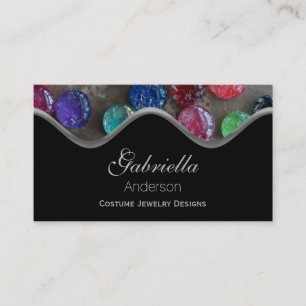 Colorful Crackled Cabochon Jewel Business Cards