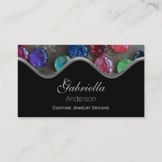 Colorful Crackled Cabochon Jewel Business Cards