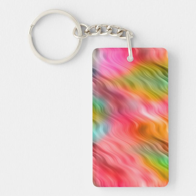 Colorful Crane Flower Wavy Texture Keychain (Front)