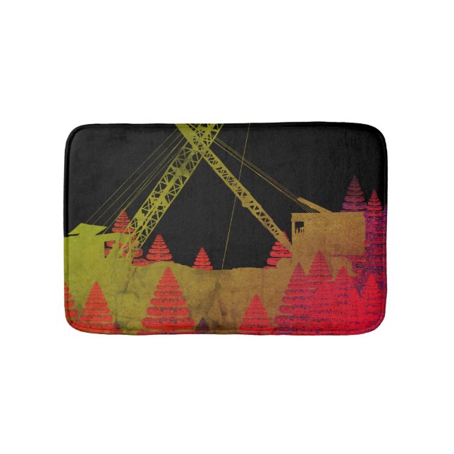 Colorful Crane Operator Operating Engineer Fantasy Bath Mat (Front)
