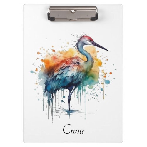 Colorful crane standing in the water  clipboard