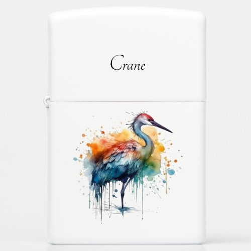 Colorful crane standing in the water customizable zippo lighter