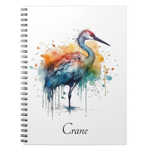 Colorful crane standing in the water  notebook