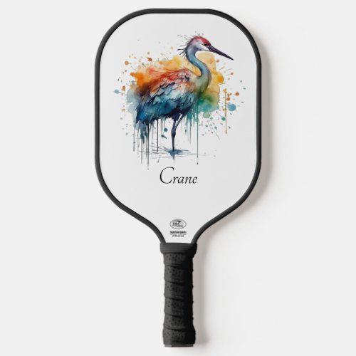 Colorful crane standing in the water  pickleball paddle