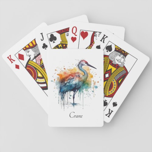 Colorful crane standing in the water  poker cards