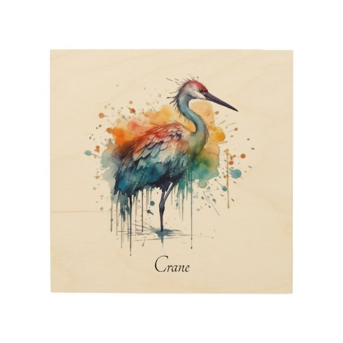Colorful crane standing in the water  wood wall art