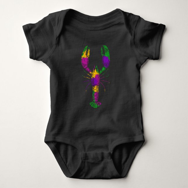 Colorful Crawfish Art Seafood Foodie Baby Bodysuit (Front)