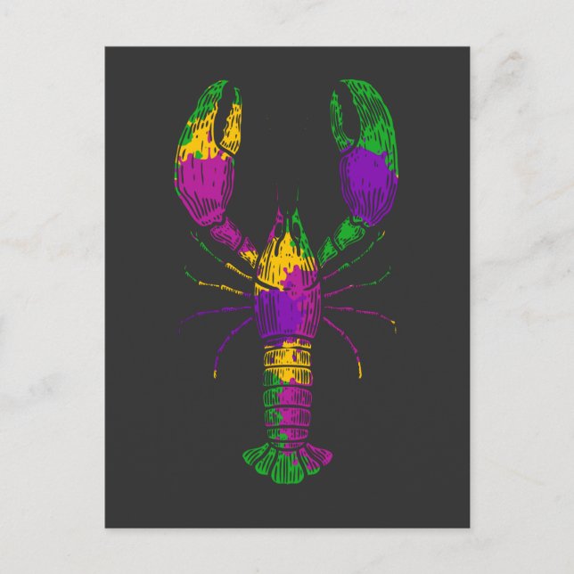 Colorful Crawfish Art Seafood Foodie Postcard (Front)