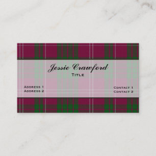 Colorful Crawford Family Tartan Plaid Custom Business Card