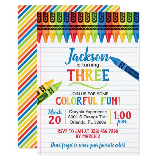 Colorful Crayon Art Party Birthday Invitation | Zazzle.com
