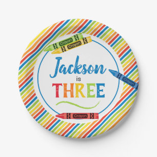 Colorful Crayon Art Party Birthday Paper Plates
