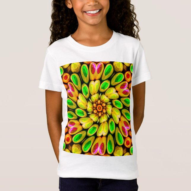 Colorful crayon flower patterns T-Shirt (Front)