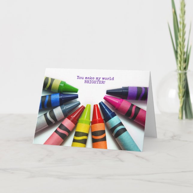 colorful crayon half circle thank you card (Front)