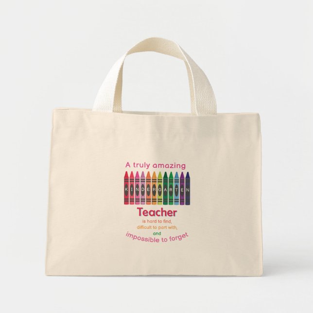 Colorful Crayon/ Kindergarten Teacher Appreciation Mini Tote Bag (Front)