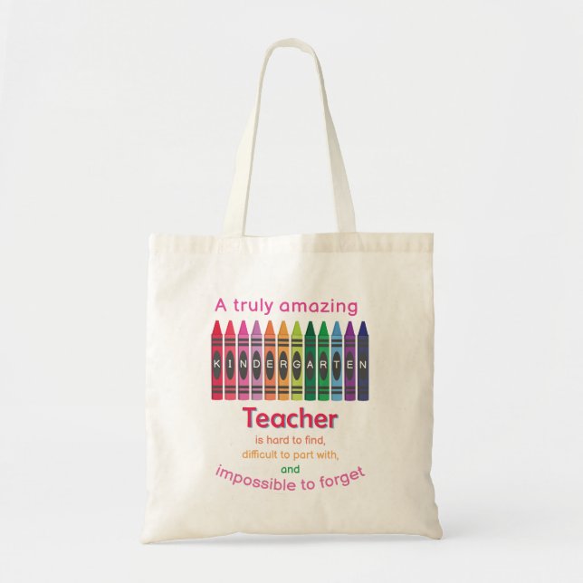Colorful Crayon/ Kindergarten Teacher Appreciation Tote Bag (Front)