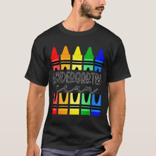 Colorful Crayon Kindergarten Team Tee For Teachers
