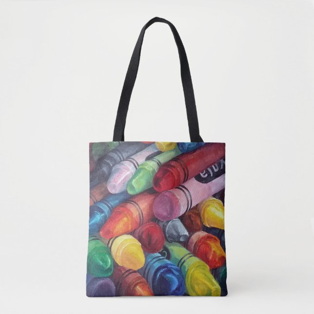Colorful crayon painting  tote bag (Front)