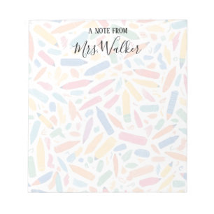 Colorful Crayon Pattern Art Teacher Notepad
