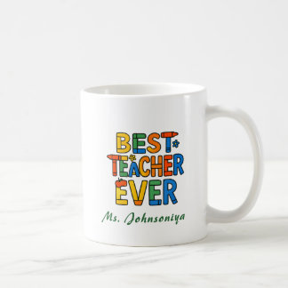 Colorful Crayon Typography Best Teacher Ever Coffee Mug