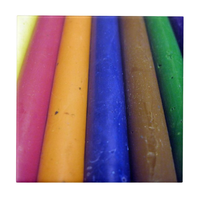 Colorful Crayons Ceramic Tile (Front)