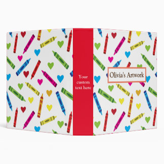 Colorful Crayons  children's artwork keepsake  3 R Ring Binder