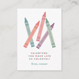 Colorful Crayons Classroom Valentine Card