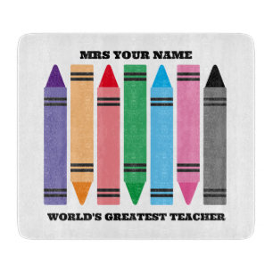 Colorful crayons cutting board for school teacher