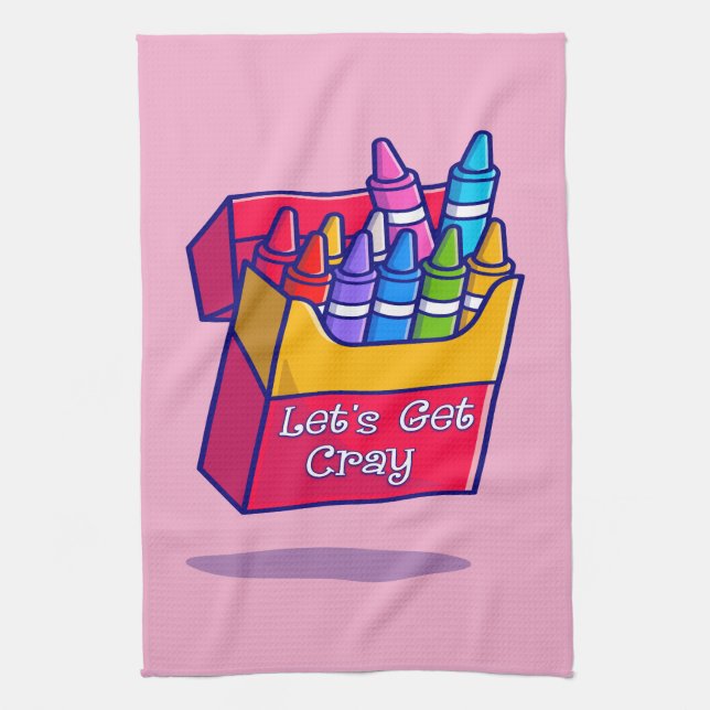 Colorful Crayons Let's Get Cray Kitchen Towel (Vertical)