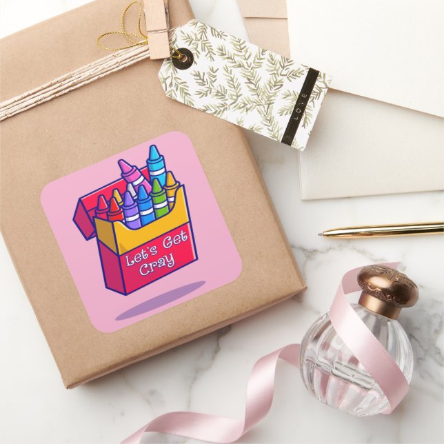 Colorful Crayons Let's Get Cray Square Sticker (Gifting)