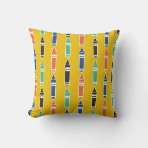 Colorful Crayons Pattern Throw Pillow