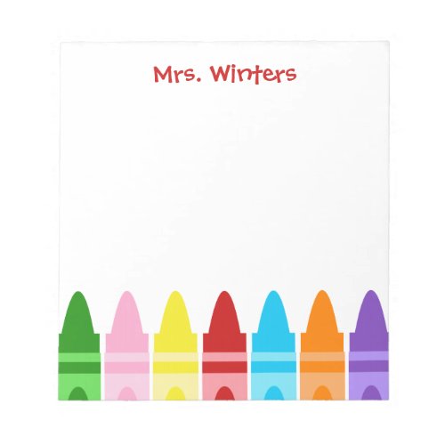 Colorful Crayons Personalized Notepad