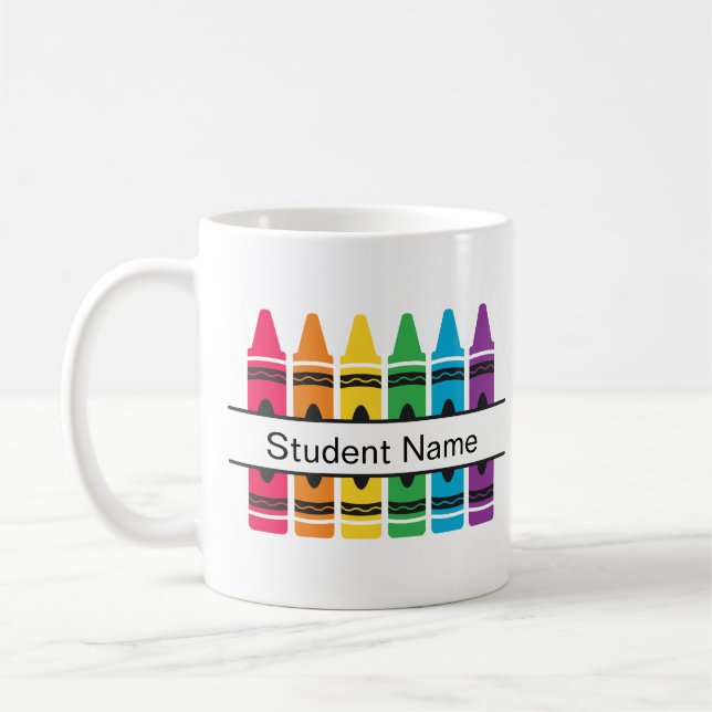 Colorful Crayons Student Name Mug (Left)