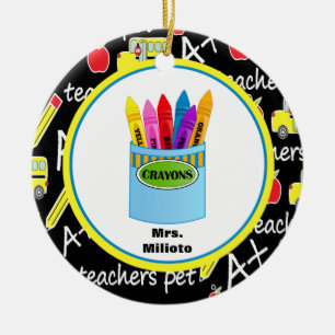 Colorful Crayons Teacher Christmas Ornament