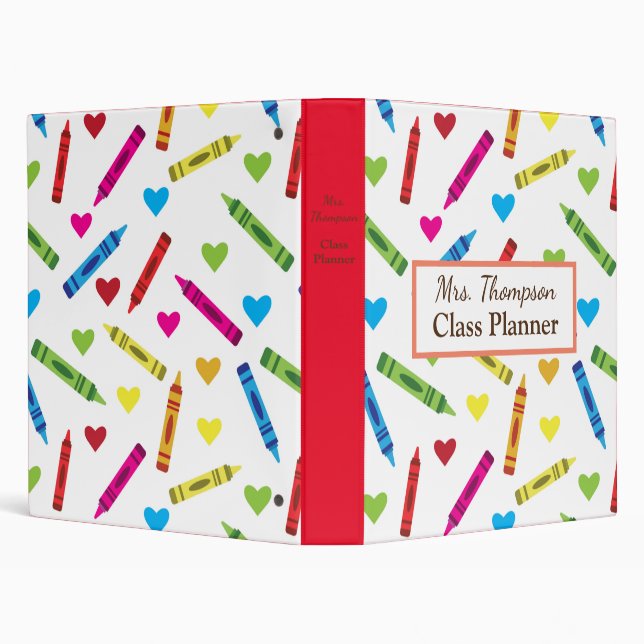 Colorful Crayons  Teacher Class Planner  3 Ring Binder (Background)