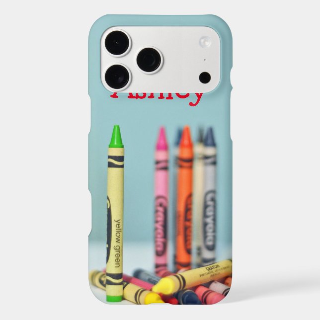 Colorful Crayons with customizable name Iphone Case (Back)