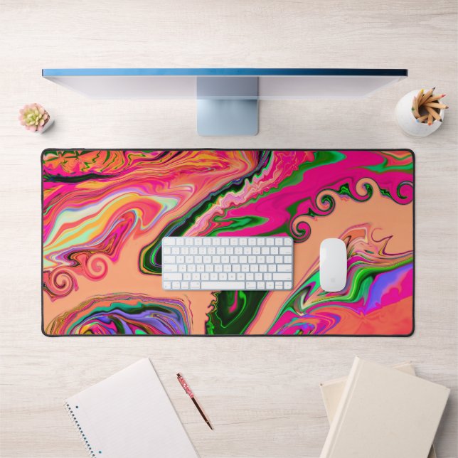 Colorful Crazy Abstract Playful Marble Design Name Desk Mat (Office 1)
