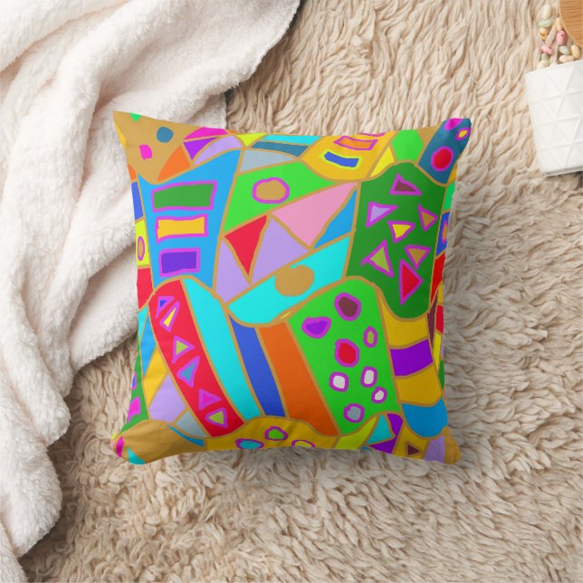 colorful crazy pattern modern art hippy throw pillow (Blanket)