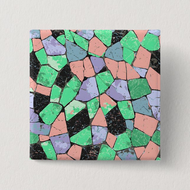 Colorful Crazy Paving Stone Pattern Button (Front)