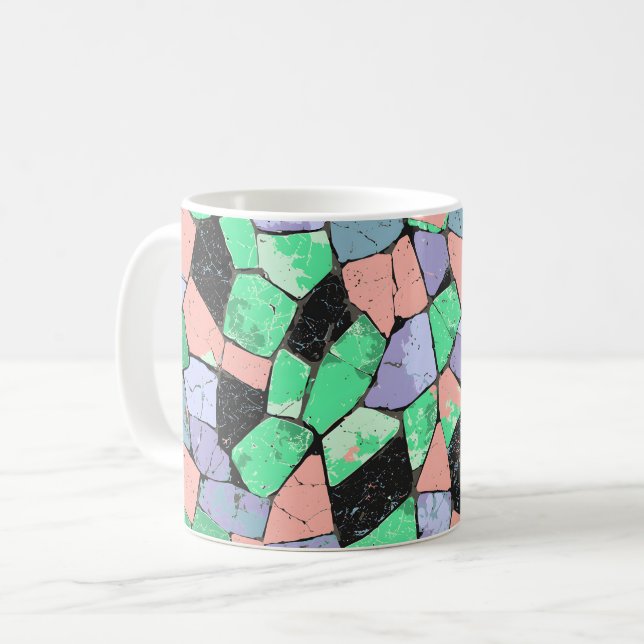 Colorful Crazy Paving Stone Pattern Coffee Mug (Front Left)