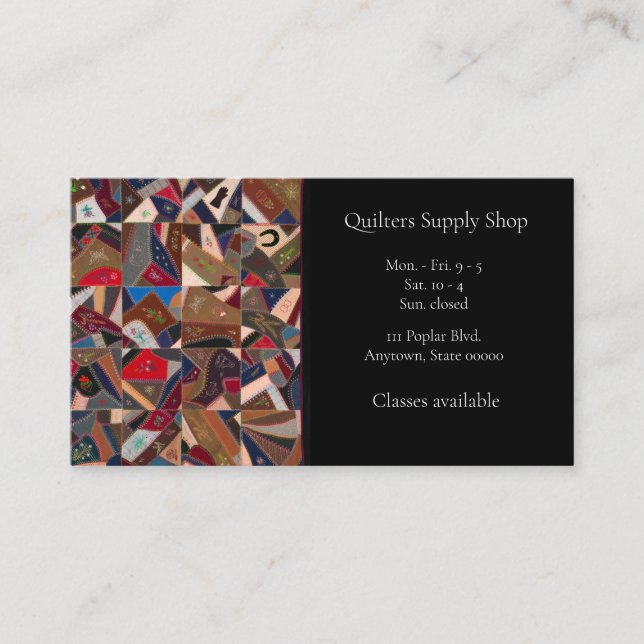 Colorful crazy quilt business card (Front)