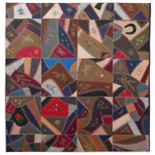 Colorful crazy quilt cloth napkin