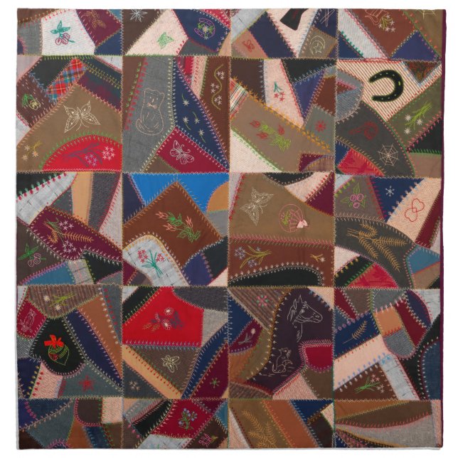 Colorful crazy quilt cloth napkin (Front)