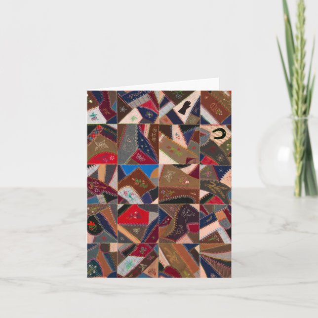 Colorful crazy quilt note card (Front)