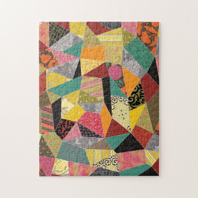 Colorful Crazy Quilt Patchwork Pattern Jigsaw Puzzle (Vertical)