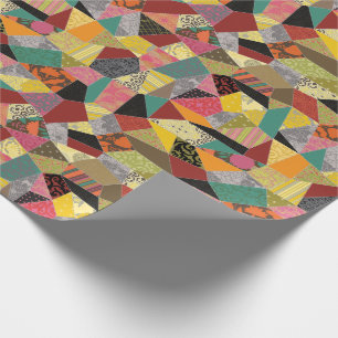 Colorful Crazy Quilt Patchwork Pattern Wrapping Paper
