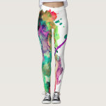 Colorful, Crazy, Trendy, Bold Abstract Watercolor Leggings<br><div class="desc">Artsy, messy splashes of watercolor paints feature an outlandish array of colors. From teal and aqua, blue and light blue to navy, red, purple and pink... with more thrown in for good measure. The paint splashes have been laid over a white background and were set up to wrap around the...</div>
