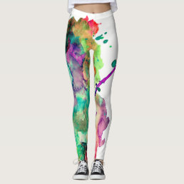 Colorful, Crazy, Trendy, Bold Abstract Watercolor Leggings