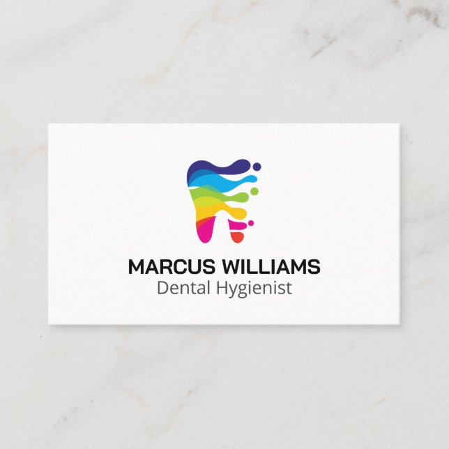 Colorful Creative Tooth Logo | Dental Business Card (Front)
