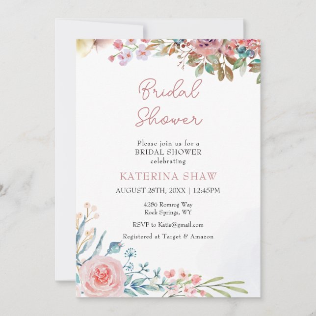 Colorful Creative Watercolor Bridal Shower Invitation (Front)