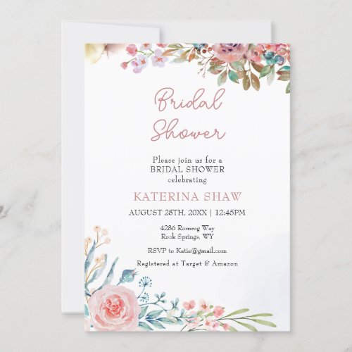 Colorful Creative Watercolor Bridal Shower Invitation